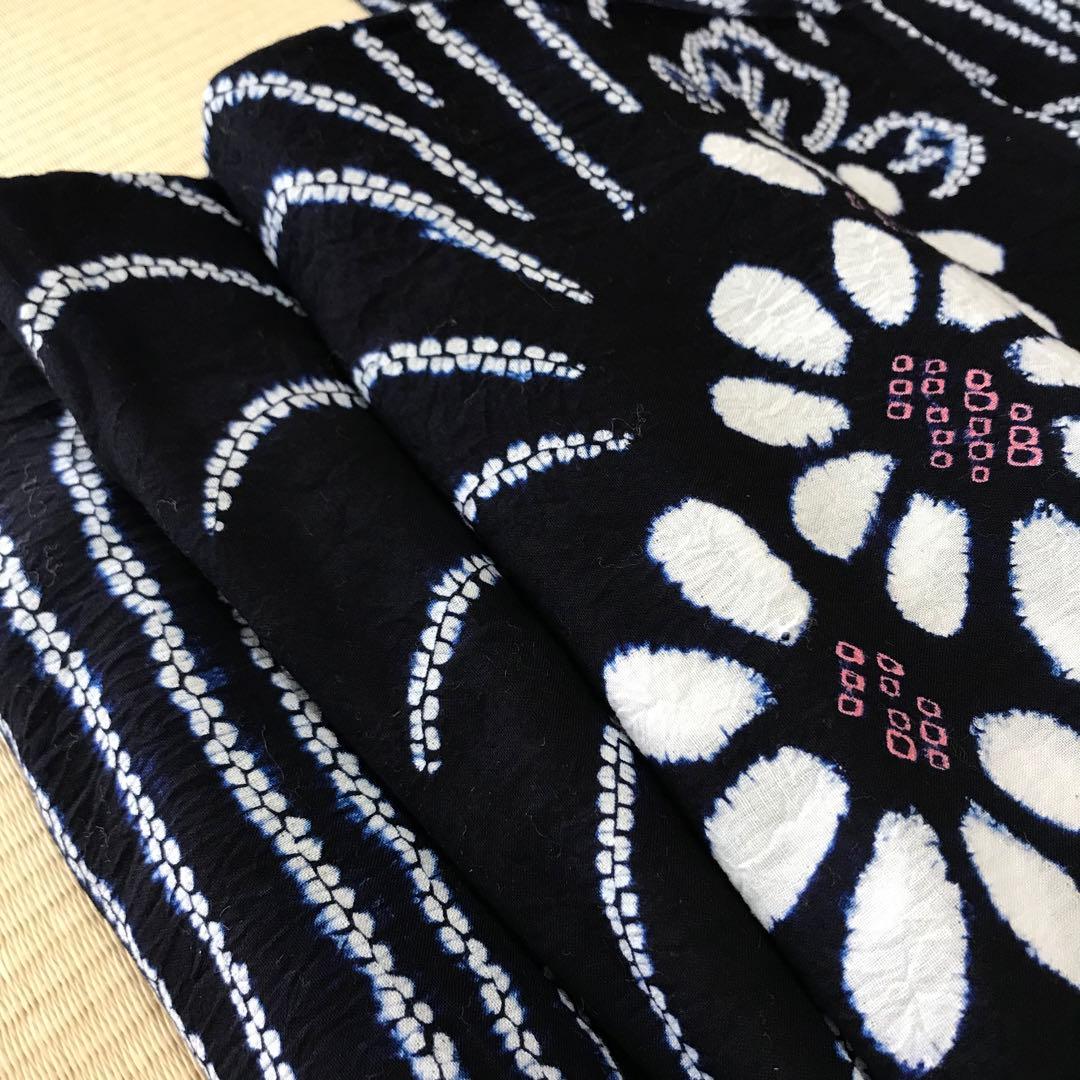 梅乃【056】有松絞り　ゆかた　伝統　古典　流水　花　大人