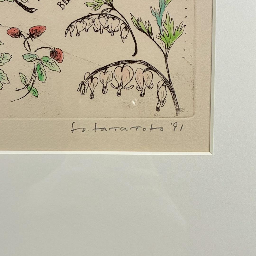 美品 山本容子「赤毛のアンの贈り物」エッチング+手彩色 直筆サイン入 1991年