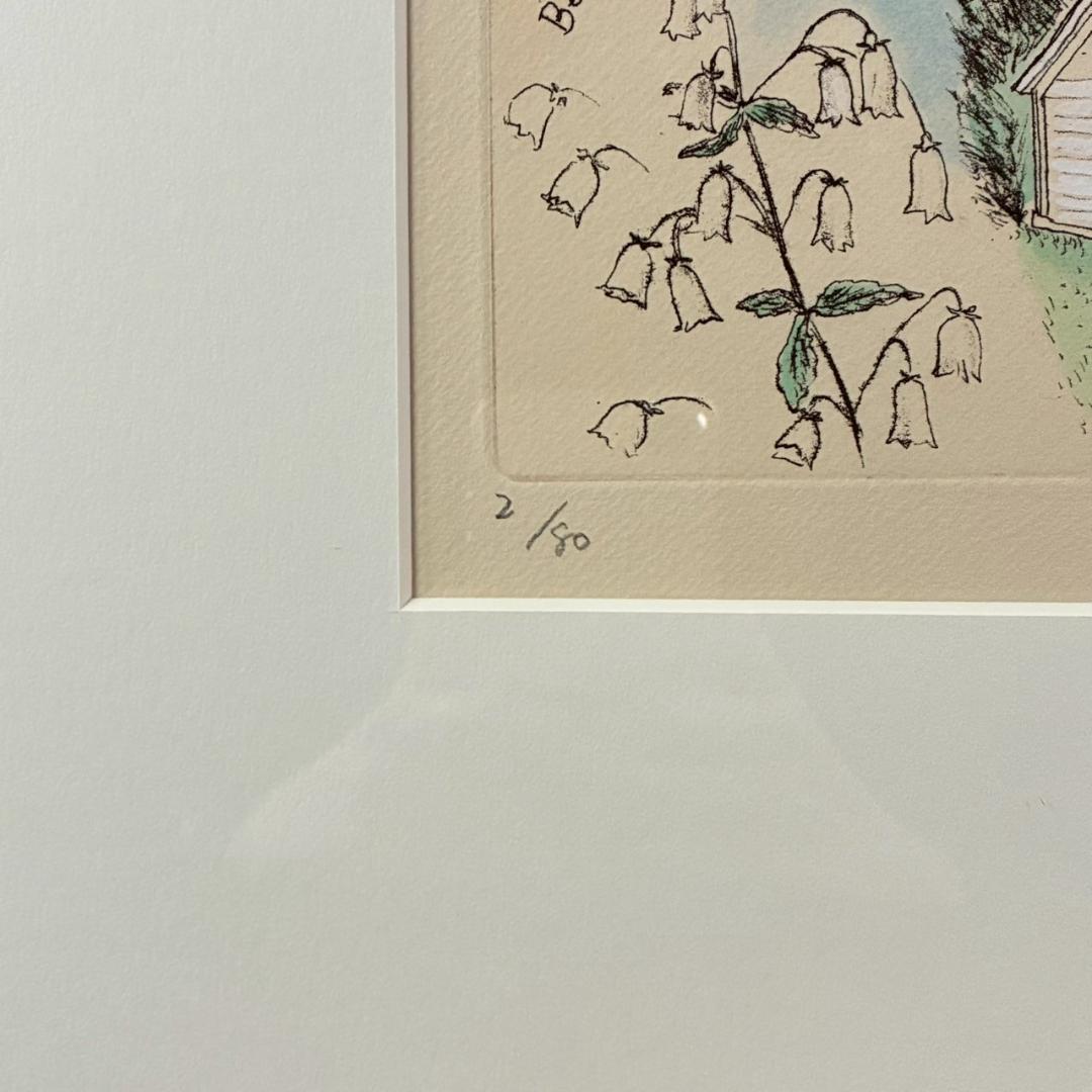 美品 山本容子「赤毛のアンの贈り物」エッチング+手彩色 直筆サイン入 1991年