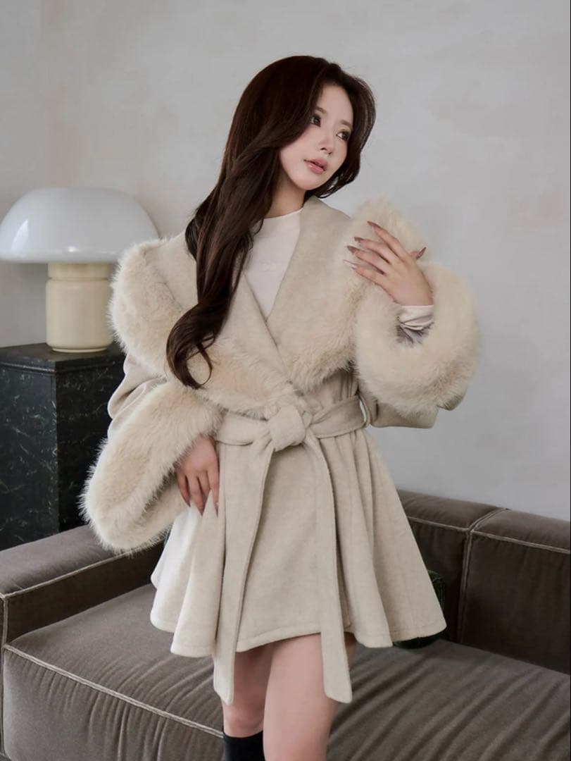 Darich♡ウエストベルトプリンセスラインコート　(BEG・FLサイズ)