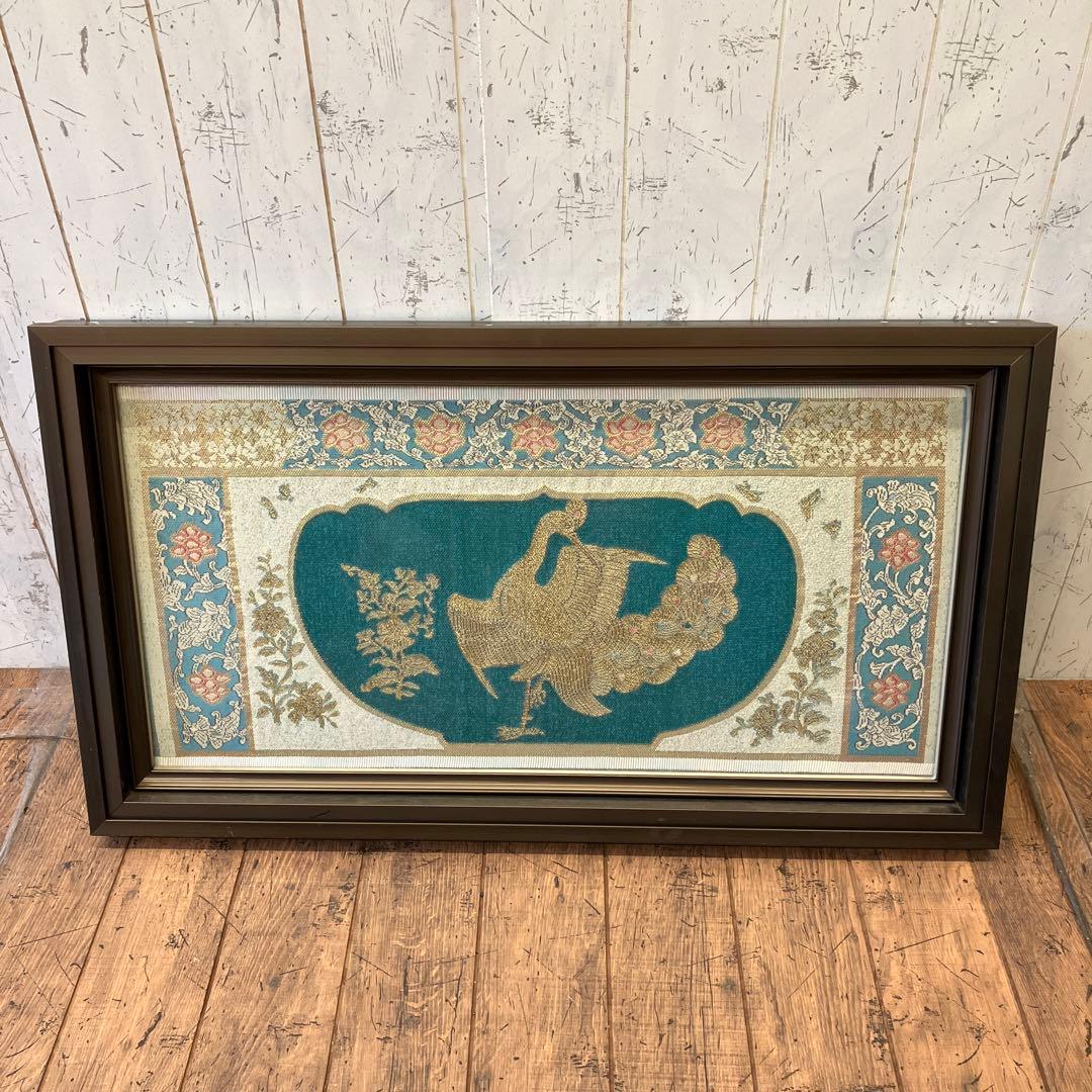 昭和レトロ 龍村美術織物 金孔雀図 刺繍画 壁掛け 絵画 アート 芸術 美術