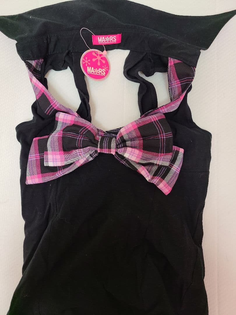 新品未使用　タグ付き　MA*RS チェックリボン ブラックキャミソール