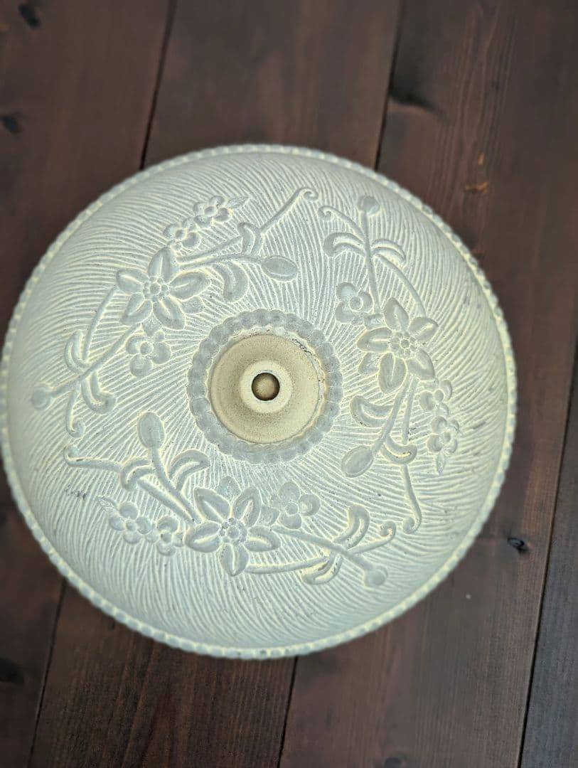 フランス ヴィンテージ 円形 レリーフガラス シーリングライト 照明