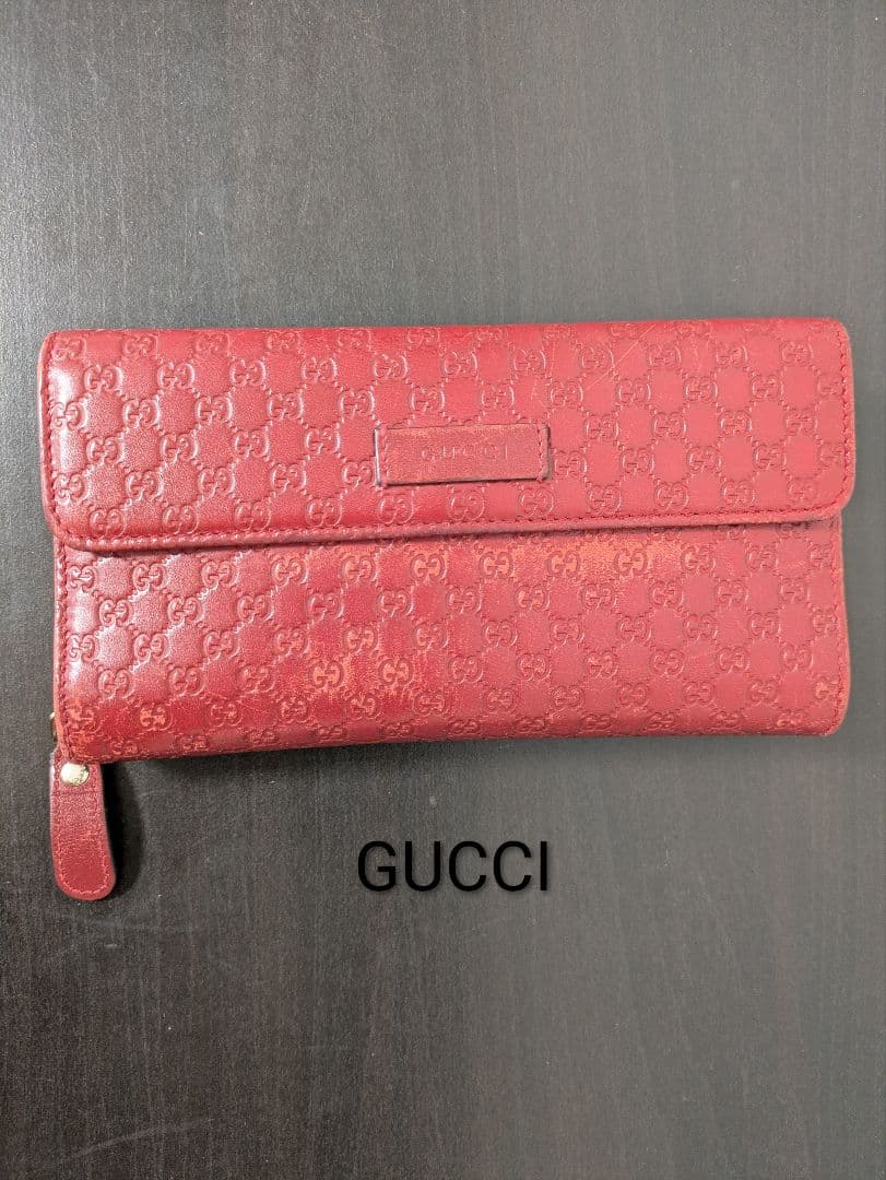 正規品　グッチ　長財布　赤　レディース　ブランド　　本物　GG柄　ロゴ　型押し