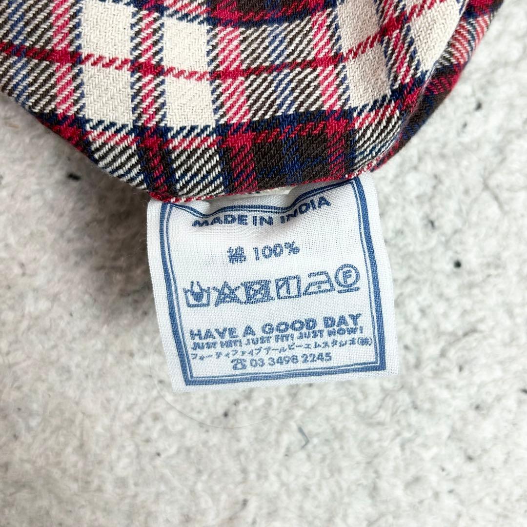 45R インドネル チェック柄 タックフリルブラウス　プルオーバ45rpm