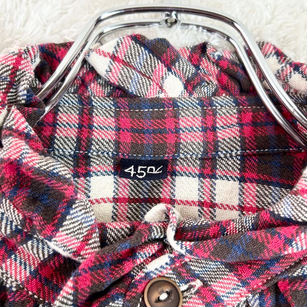 45R インドネル チェック柄 タックフリルブラウス　プルオーバ45rpm