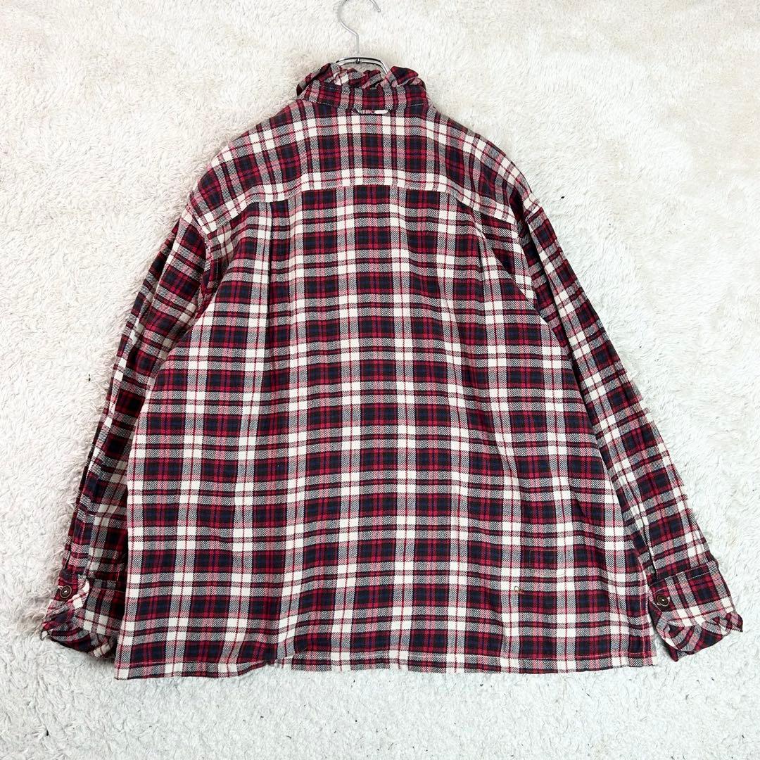 45R インドネル チェック柄 タックフリルブラウス　プルオーバ45rpm