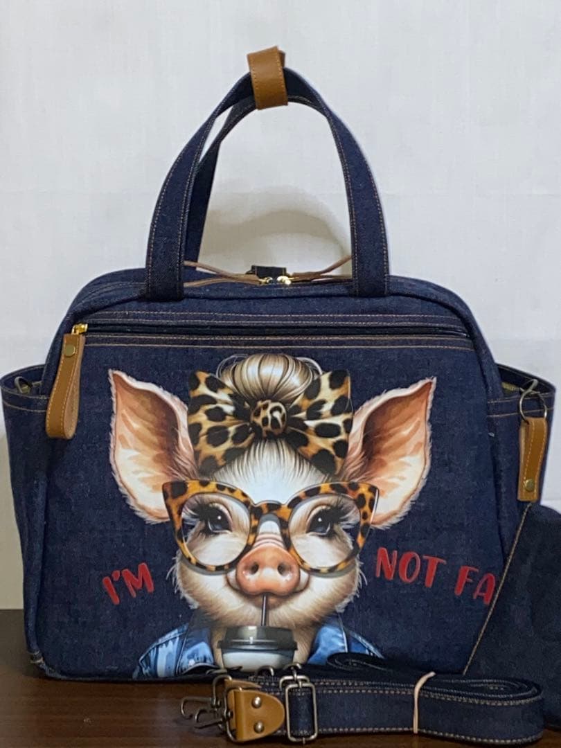 ☆岡山デニム☆ブタさん☆☆☆リュック対応☆4wayボストンバッグ