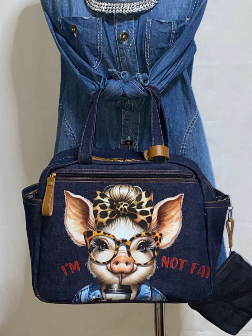 ☆岡山デニム☆ブタさん☆☆☆リュック対応☆4wayボストンバッグ