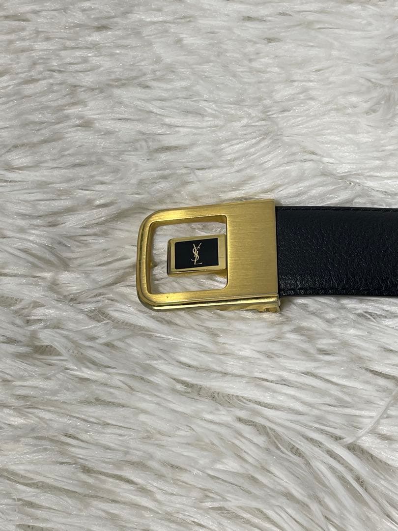 イヴサンローラン YSL レザーベルト 本革　箱付き　ロゴバックル ブラック