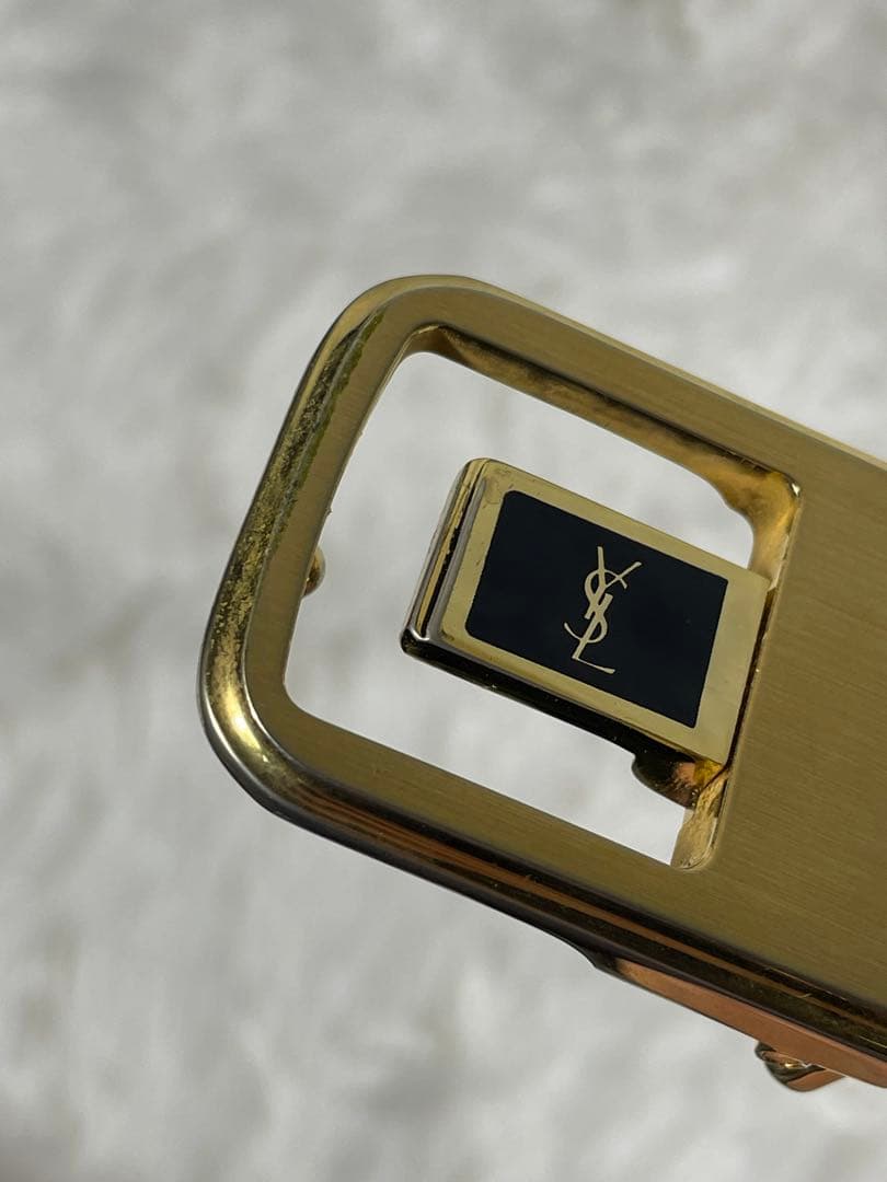 イヴサンローラン YSL レザーベルト 本革　箱付き　ロゴバックル ブラック