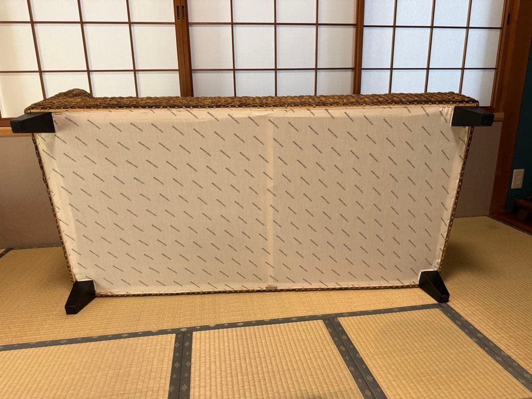 ラタン L字型ソファセットとコーヒーテーブル