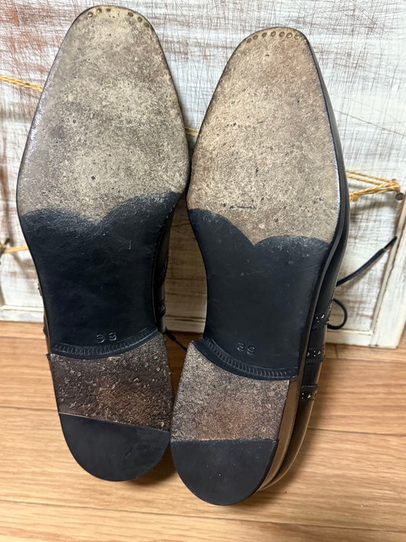 【希少美品】ステファノベーメル 39 フルブローグ 黒 外刻印 存命期　601