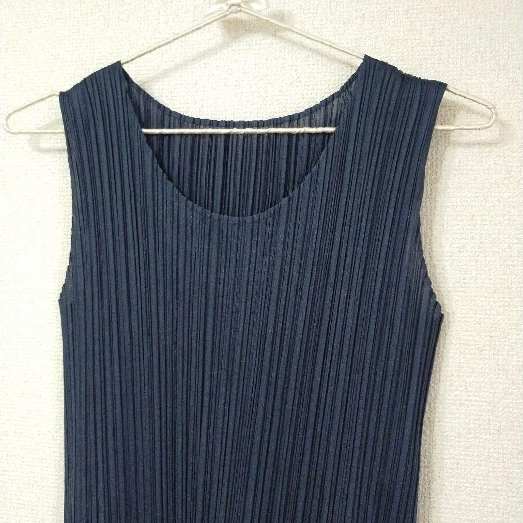 PLEATSPLEASE ドッキング 刺繍 チュニック ワンピース ノースリ