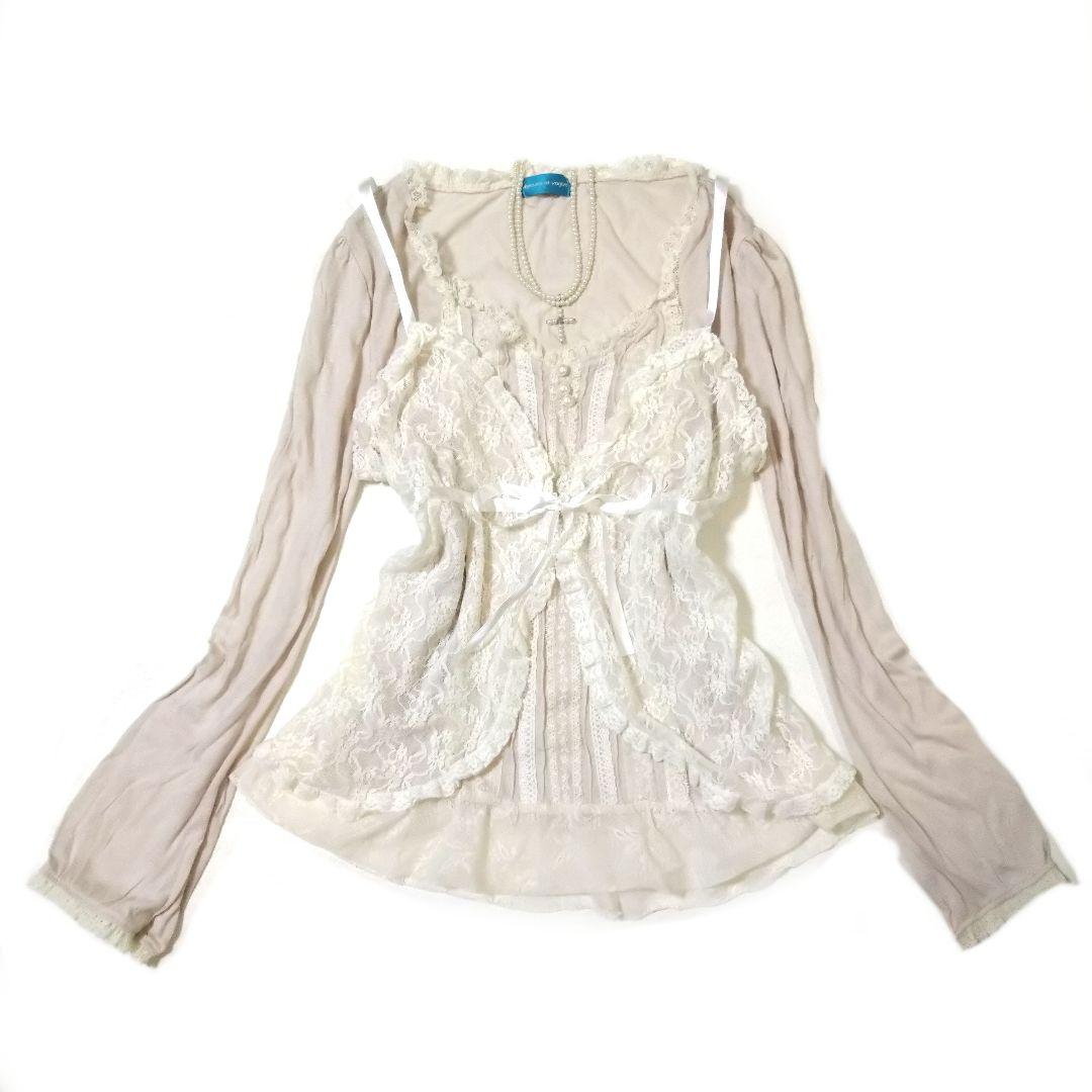 00s coquette姫系 レースフリルカットソーキャミセットLIZLISA系