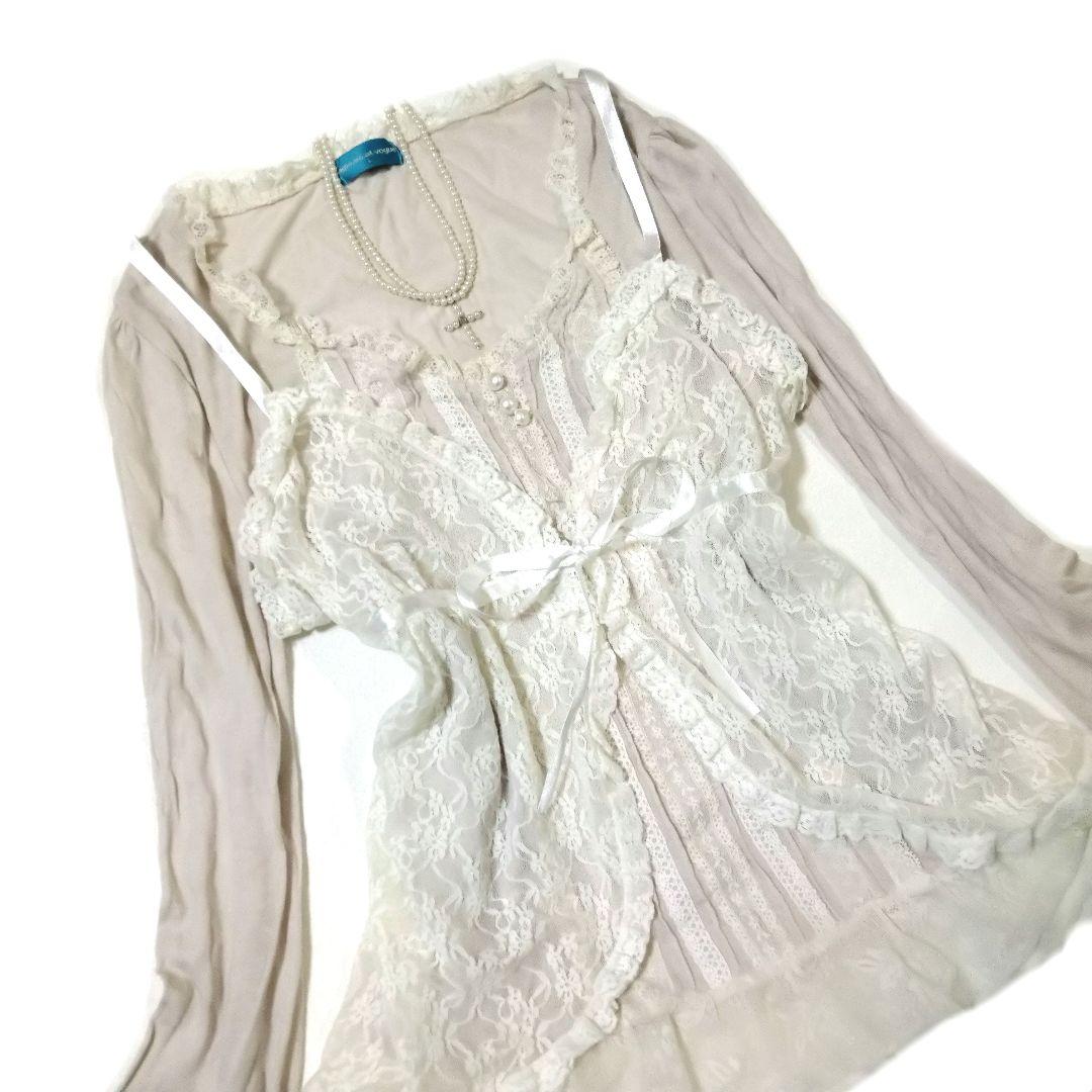 00s coquette姫系 レースフリルカットソーキャミセットLIZLISA系