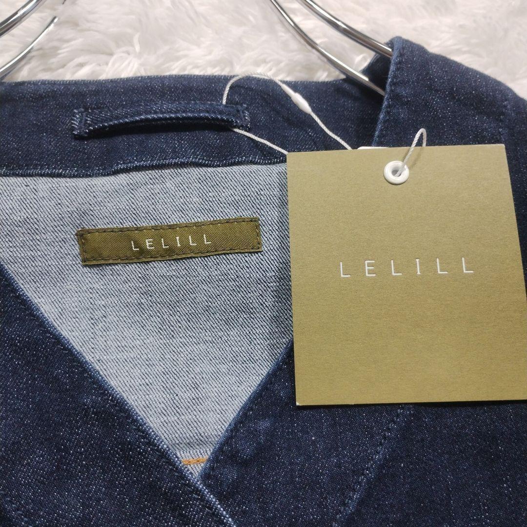 【新品】lelill　ノーカラー　デニム　ジャケット　カバーオール　ネイビー　紺