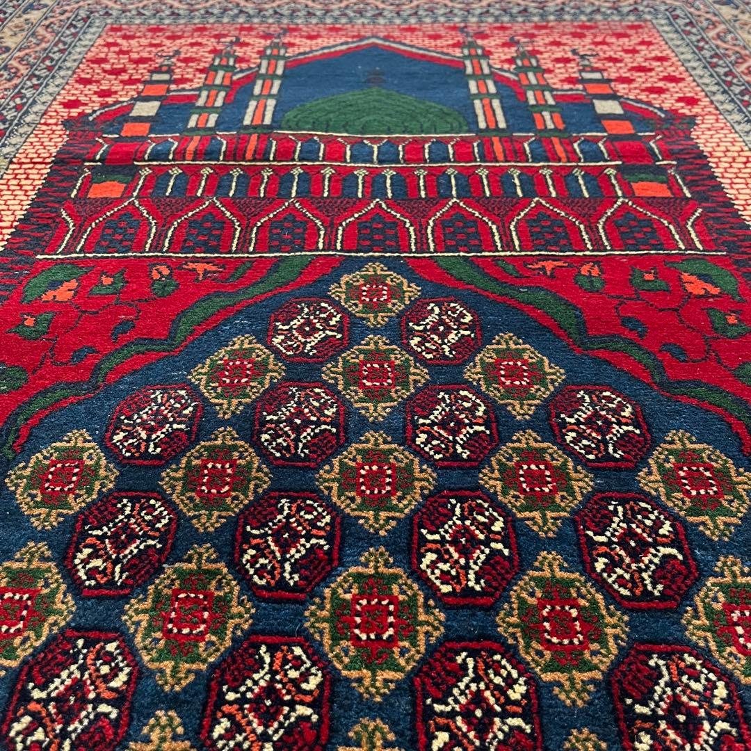 【新品未使用】アフガニスタン産 絨毯 ホジャロシュナイ メッカ