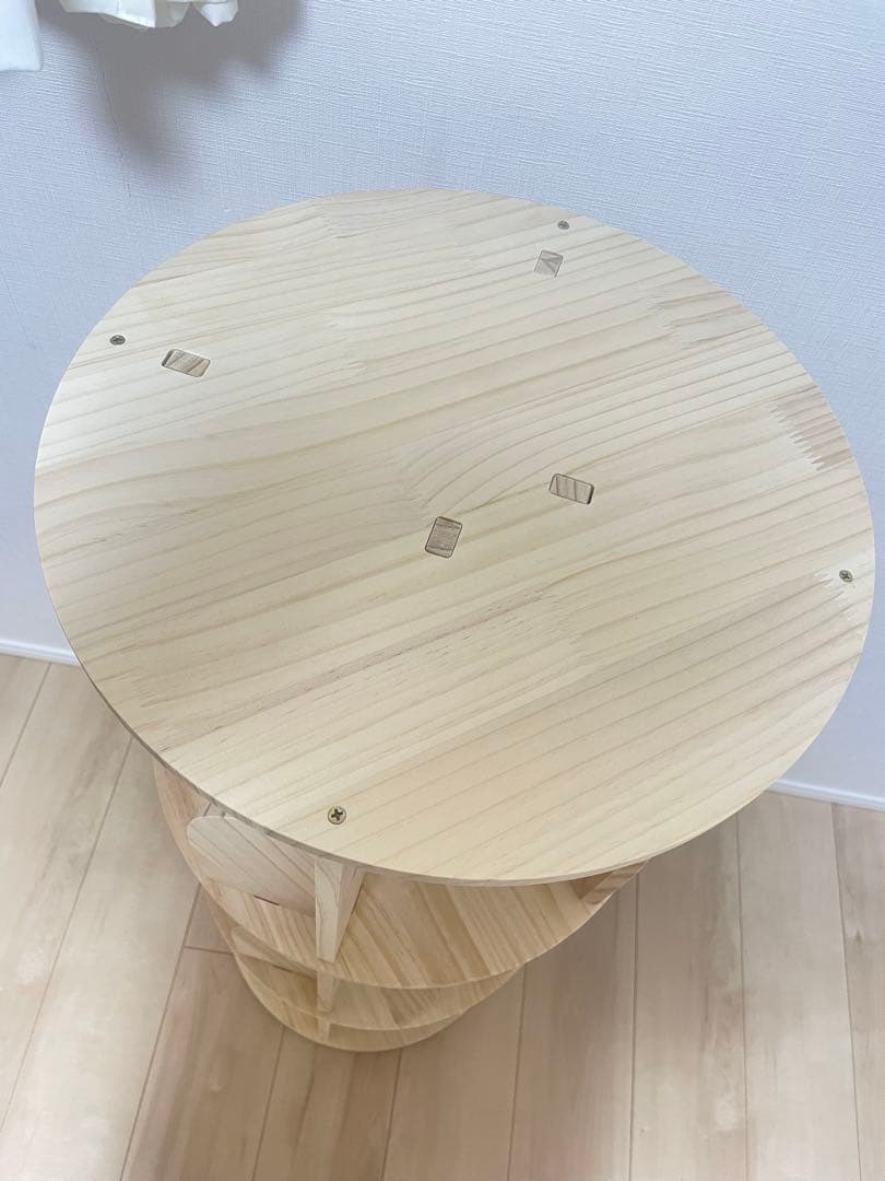 【美品】回転式 本棚 絵本棚 4段 木製 ナチュラル 省スペース 回転ラック