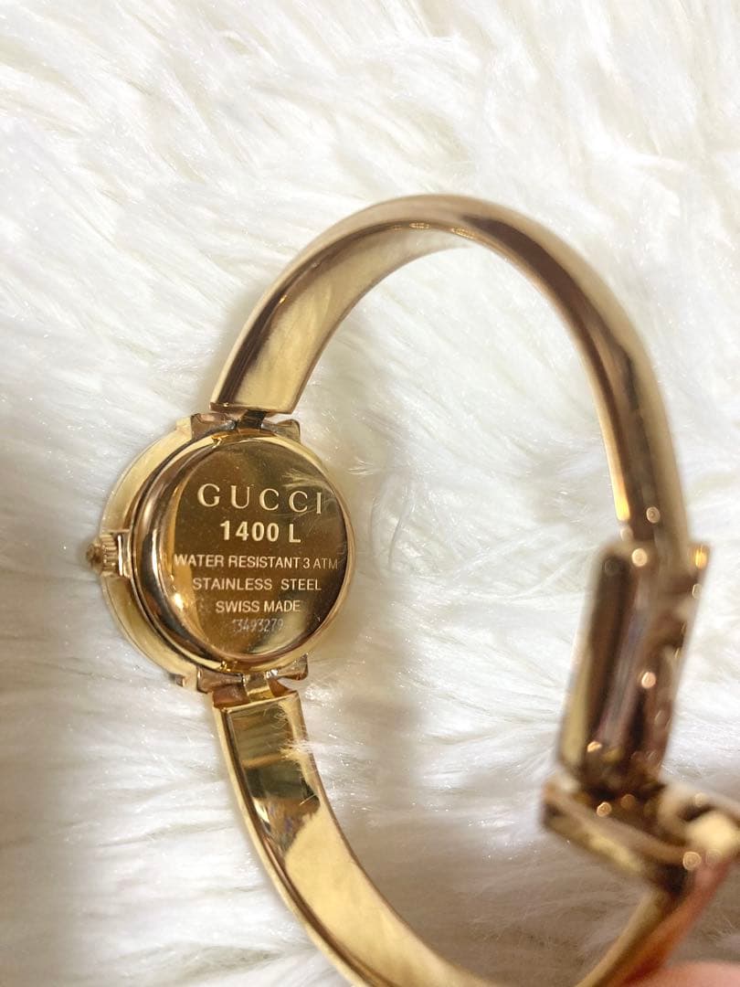 【説明書 箱付き】GUCCI 1400L ゴールド ピンクシェル GG柄