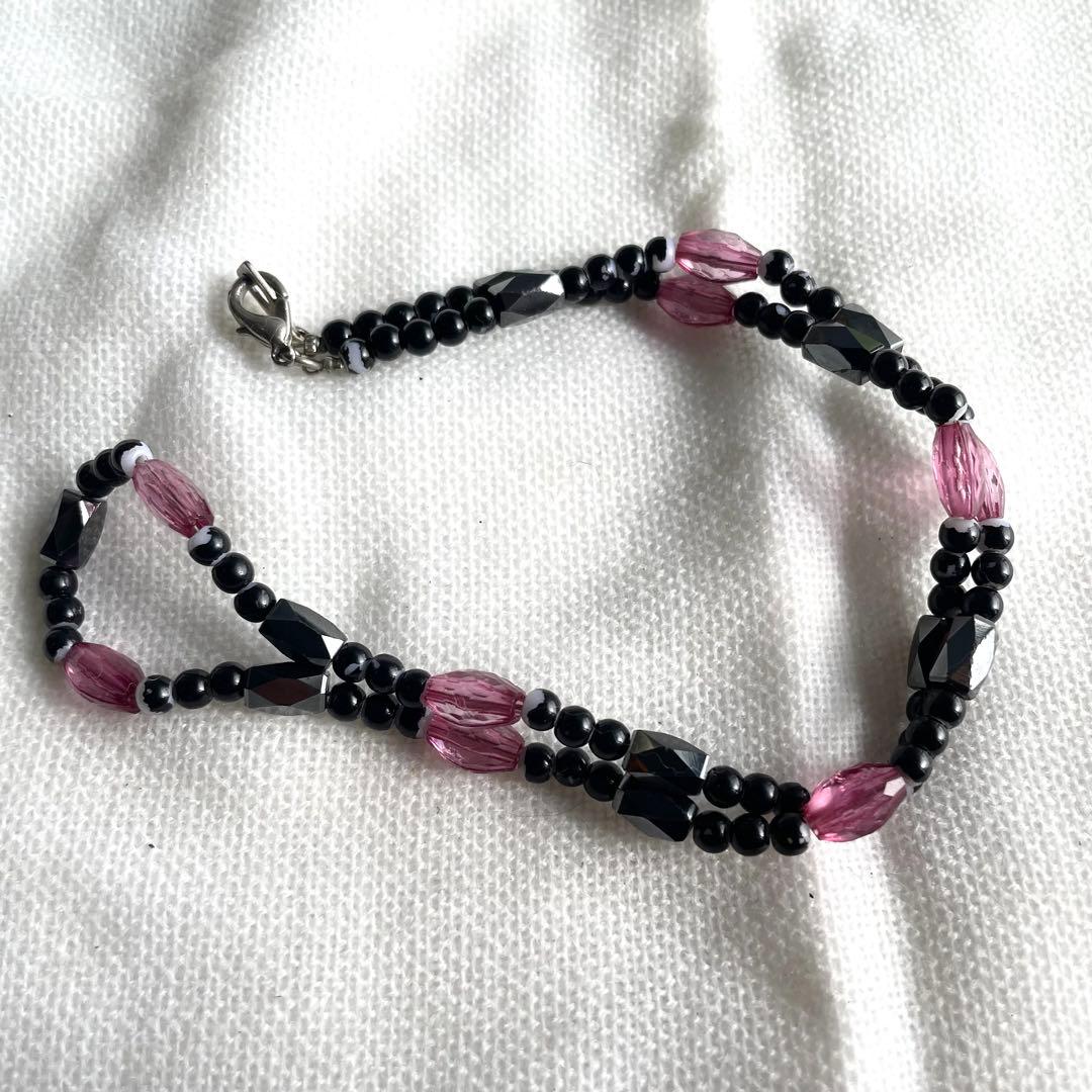 【美品】磁気ヘマタイトネックレス 天然石 パープル フォーマル シンプル 上品