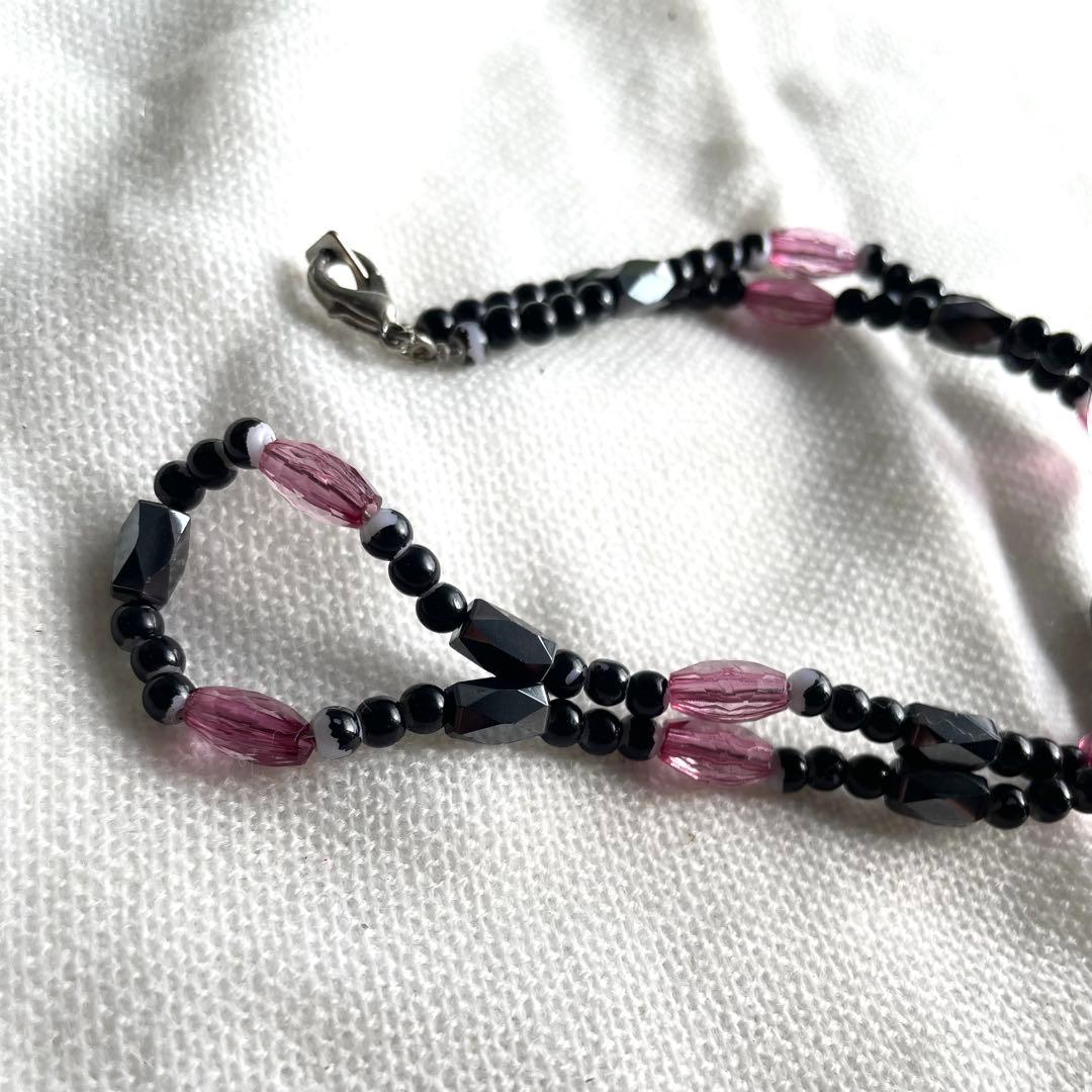 【美品】磁気ヘマタイトネックレス 天然石 パープル フォーマル シンプル 上品