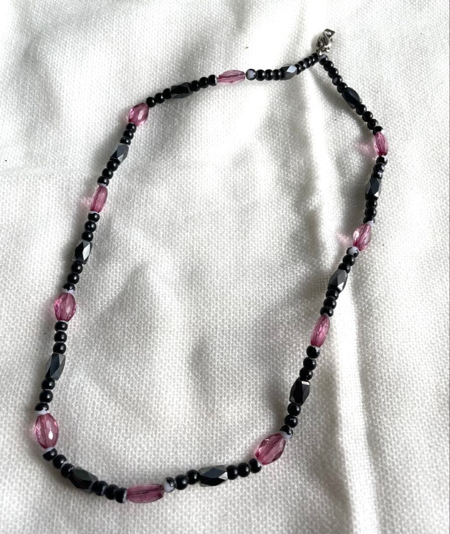 【美品】磁気ヘマタイトネックレス 天然石 パープル フォーマル シンプル 上品