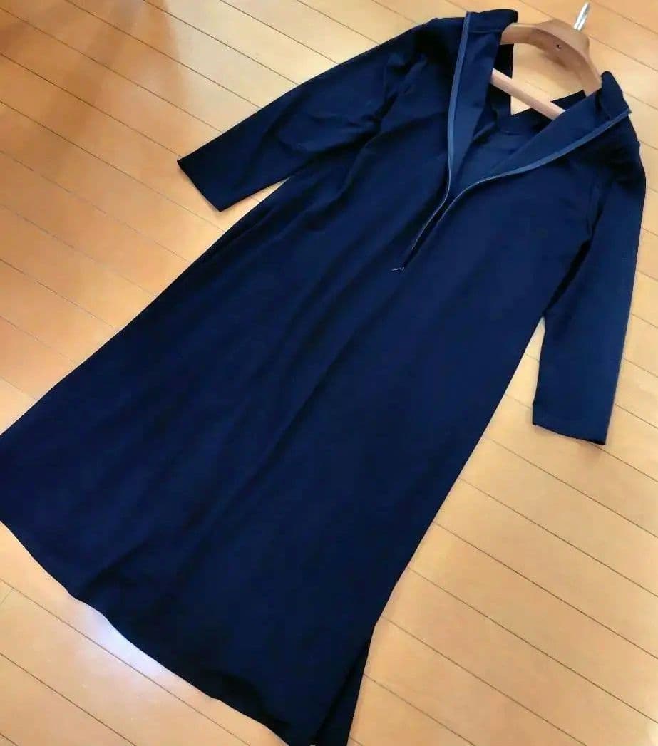 レリアン 近年モデル ネイビー 長袖 カットソーワンピース13+XL