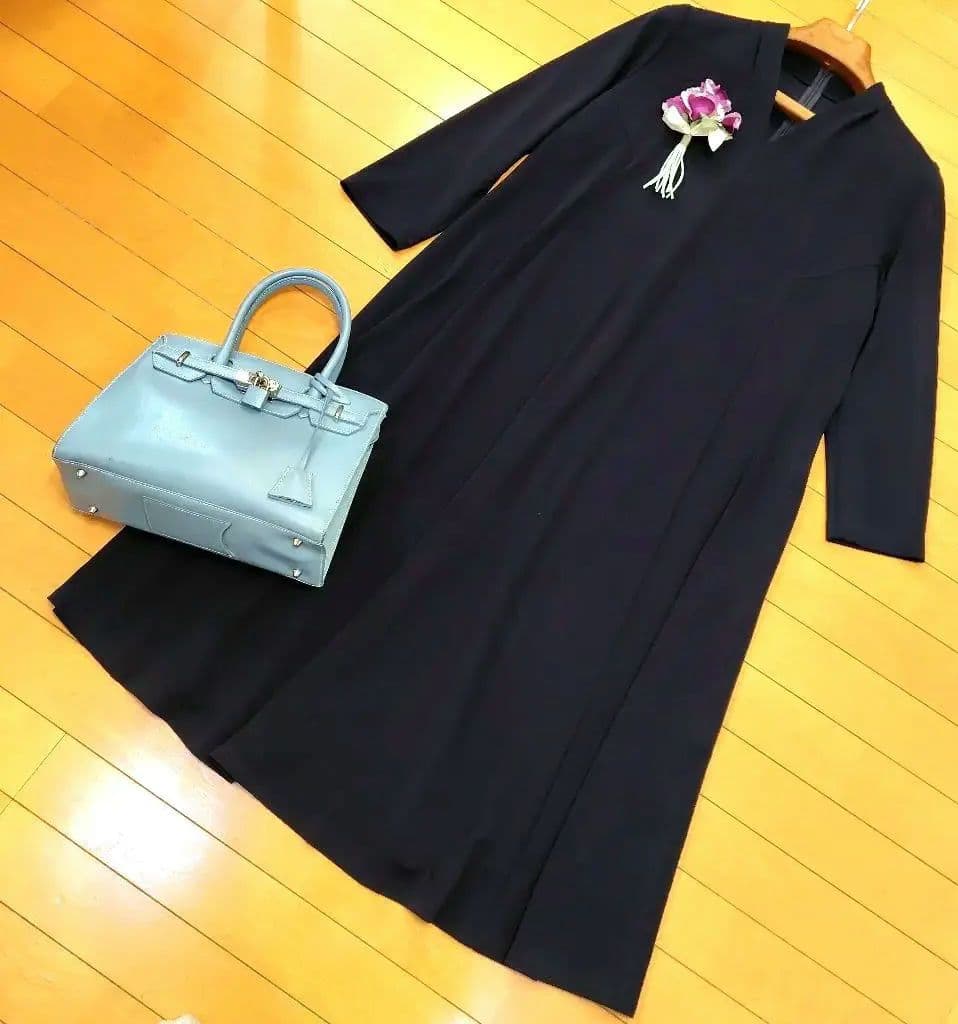 レリアン 近年モデル ネイビー 長袖 カットソーワンピース13+XL