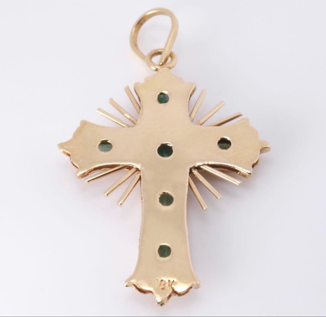 郷❤️K18 YG エメラルド クロス トップ