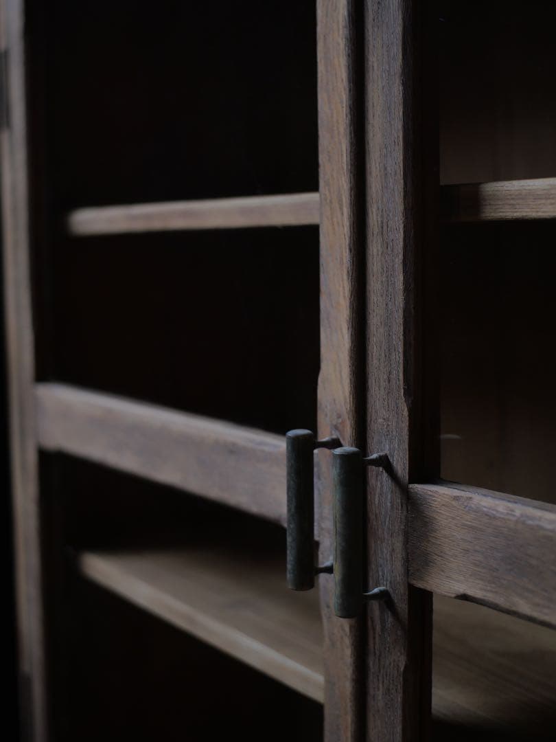 食器棚　収納　本箱　本棚　ガラス戸　棚　古家具　古道具　アンティーク　昭和レトロ