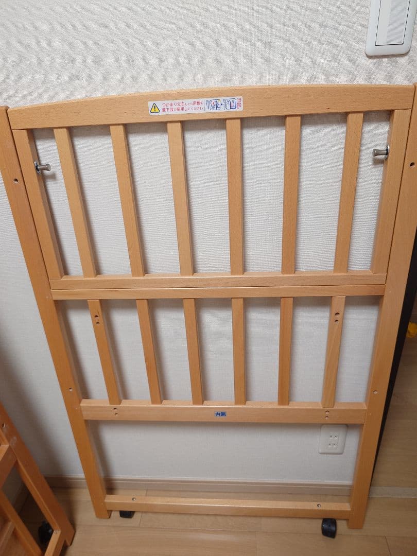 ヤマサキ国産ベビーベッドツーオープンハイタイプベッドナチュラル標準サイズ説明書付