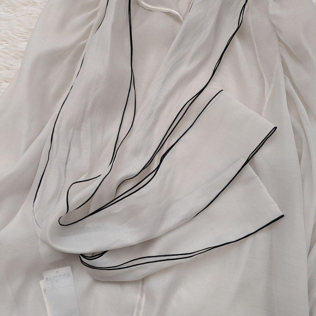 新品タグ付き BEAMS オーガンジーリボンブラウス シアー ボウタイ 配色