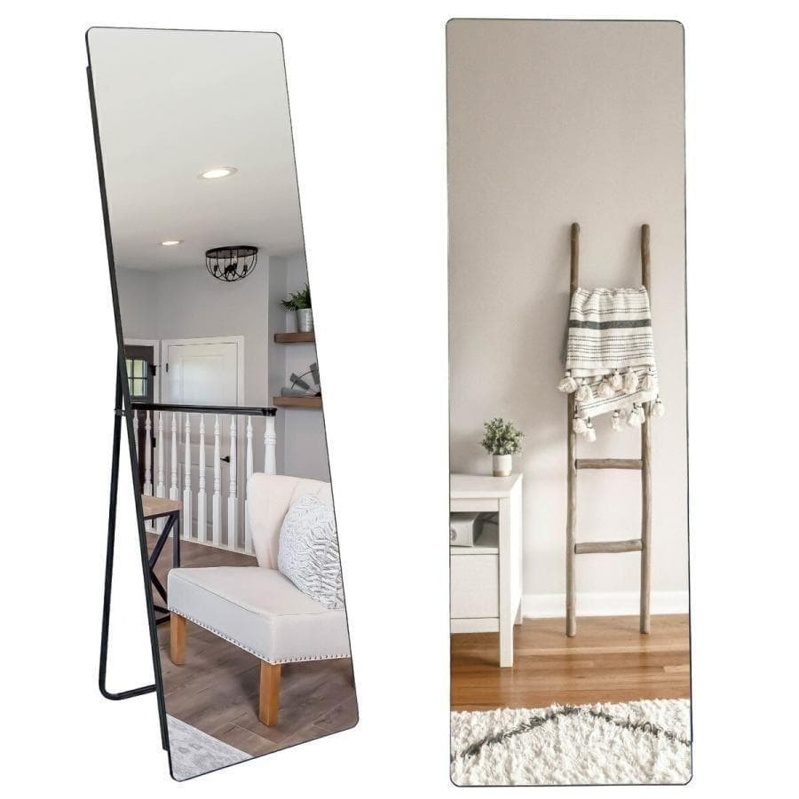 スタンドミラー 姿見鏡 全身鏡 軽量 160cmx50cm ブラック 1337