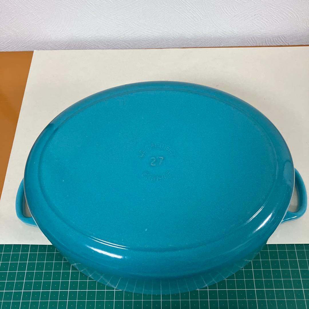 LE CREUSET 27㎝　オーバル　ホーロー両手鍋 カリビアンブルー