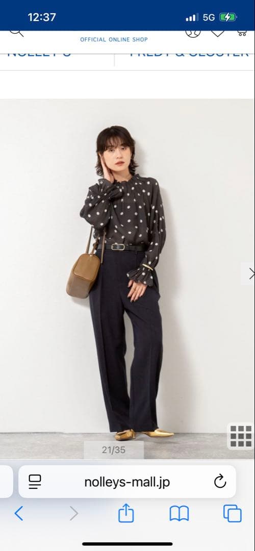 ノーリーズ　今季新品タグあり　ウォッシャブルピンタックドットプリントブラウス黒