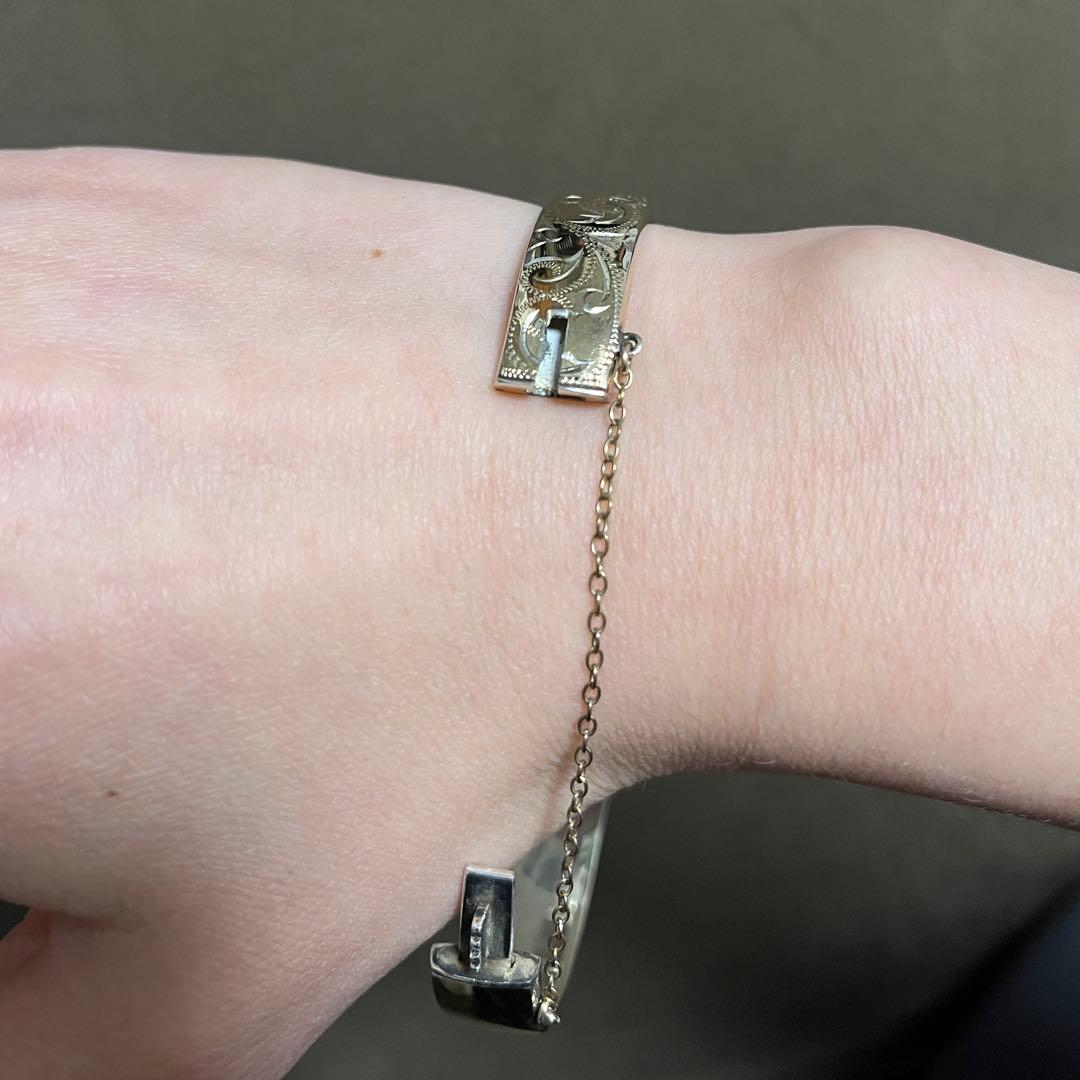 9k 9金　バングル　英国　ヴィンテージ　イギリス　アンティーク　ブレスレット