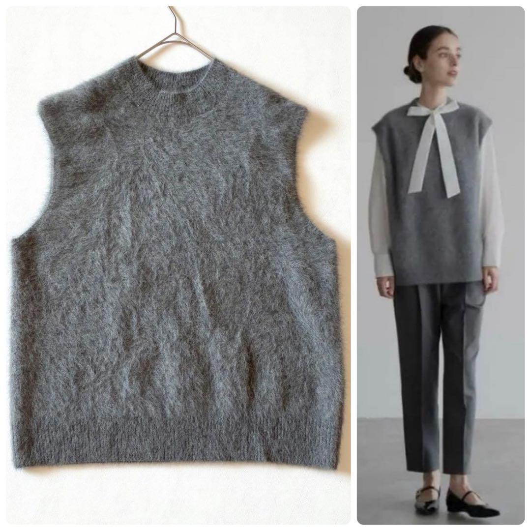 未使用✨OHGA　オーガ　FOX KNIT VEST　カシミヤ　グレー　ふわふわ