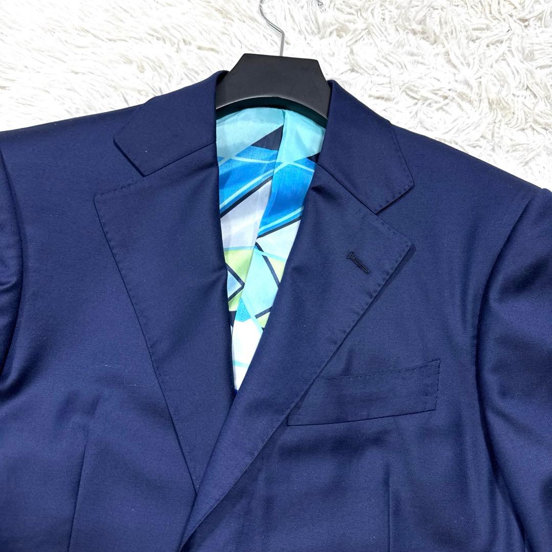 極美品　ロロピアーナ　テーラードジャケット　カシミヤ混　SUPER170's 紺