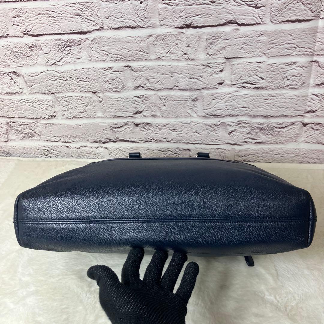ダンヒル✨ベルグレイヴ グレインカーフレザー A4 ビジネスバッグ ネイビー