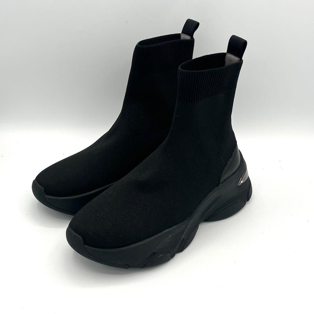 未使用級23cmプラスダイアナ +diana ニットブーツ ソックスブーツ 黒