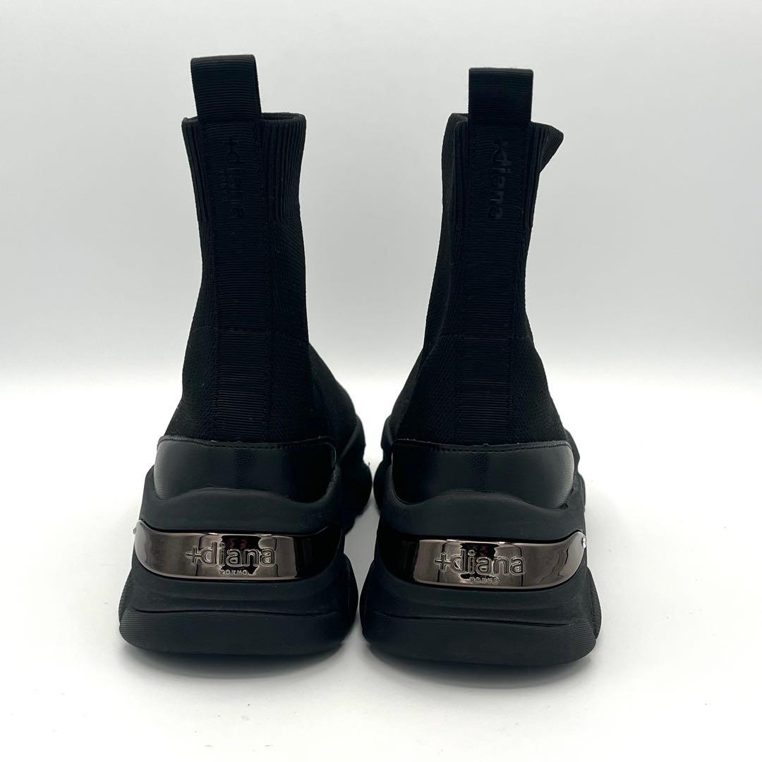 未使用級23cmプラスダイアナ +diana ニットブーツ ソックスブーツ 黒