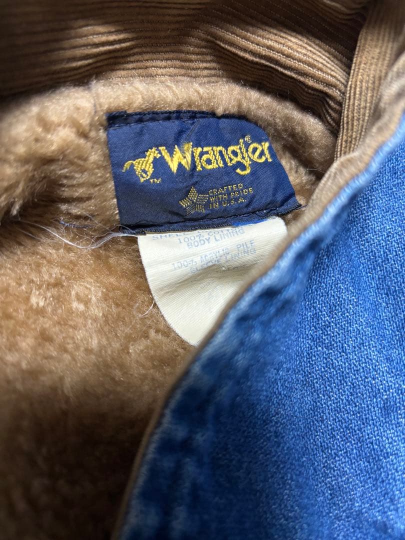 USA製Wrangler 70〜80's裏ボア/襟コーデュロイ デニムジャケット