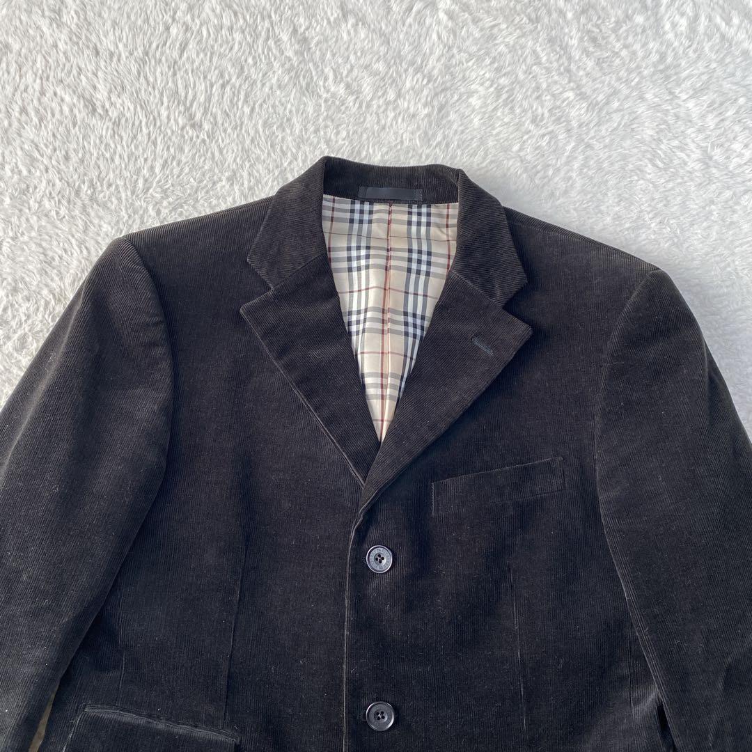 【美品】バーバリーブラック テーラードジャケット コーデュロイ ノバチェック M