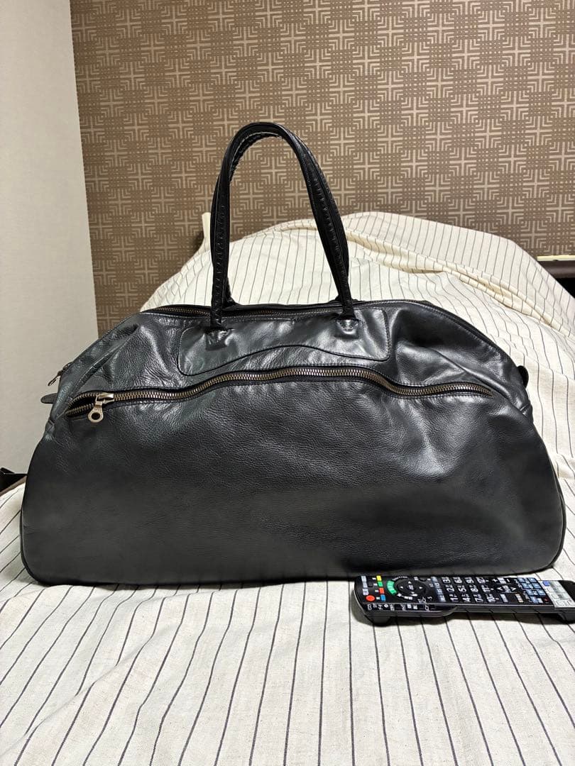 ジャスエムビー　黒レザーボストンバッグ ラージ 特大　ブラック