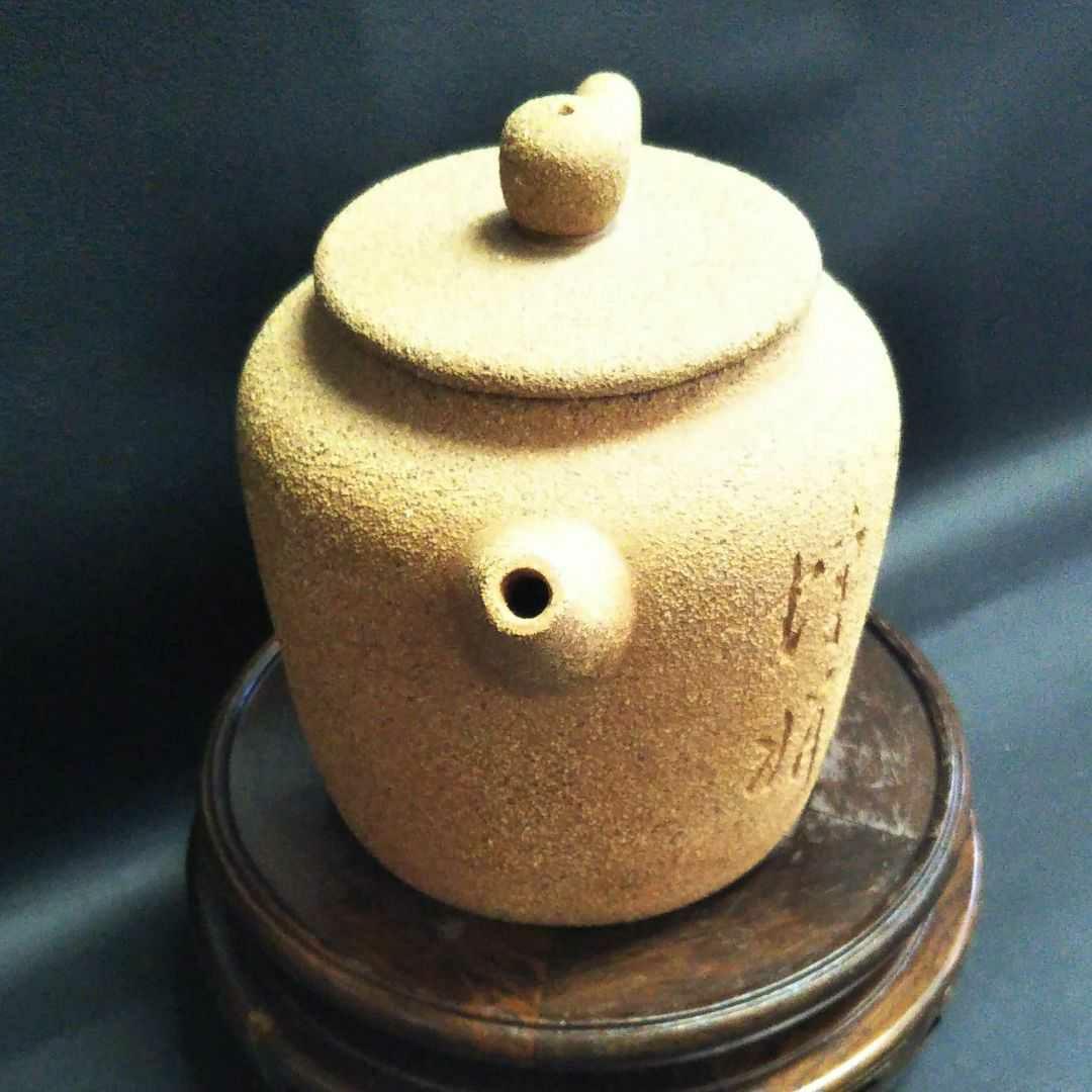 ※中国古美術/朱泥梨地詩文茶壺/(底款:王東石)【保存箱付】