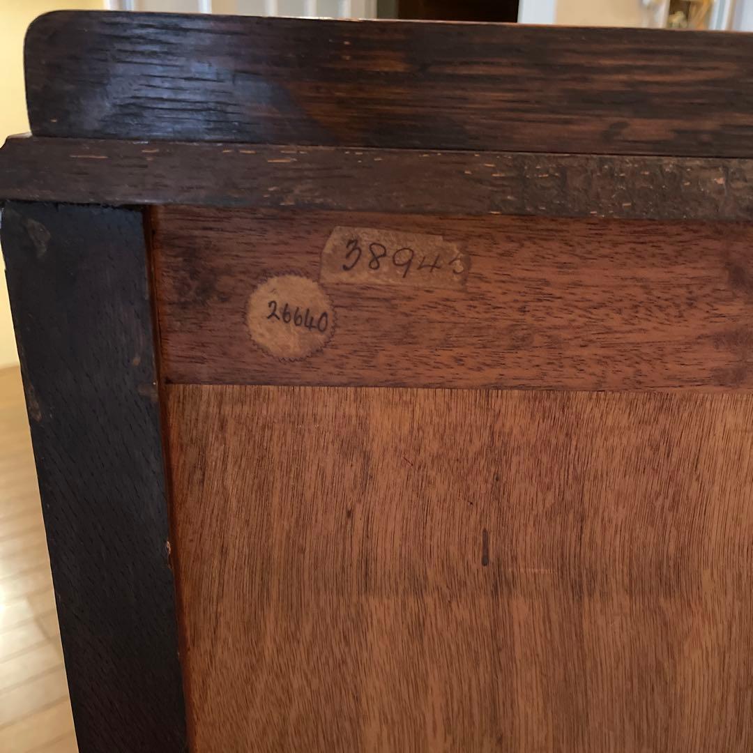 アンティーク オーク材　チェスト キャビネット　真鍮　キャスター