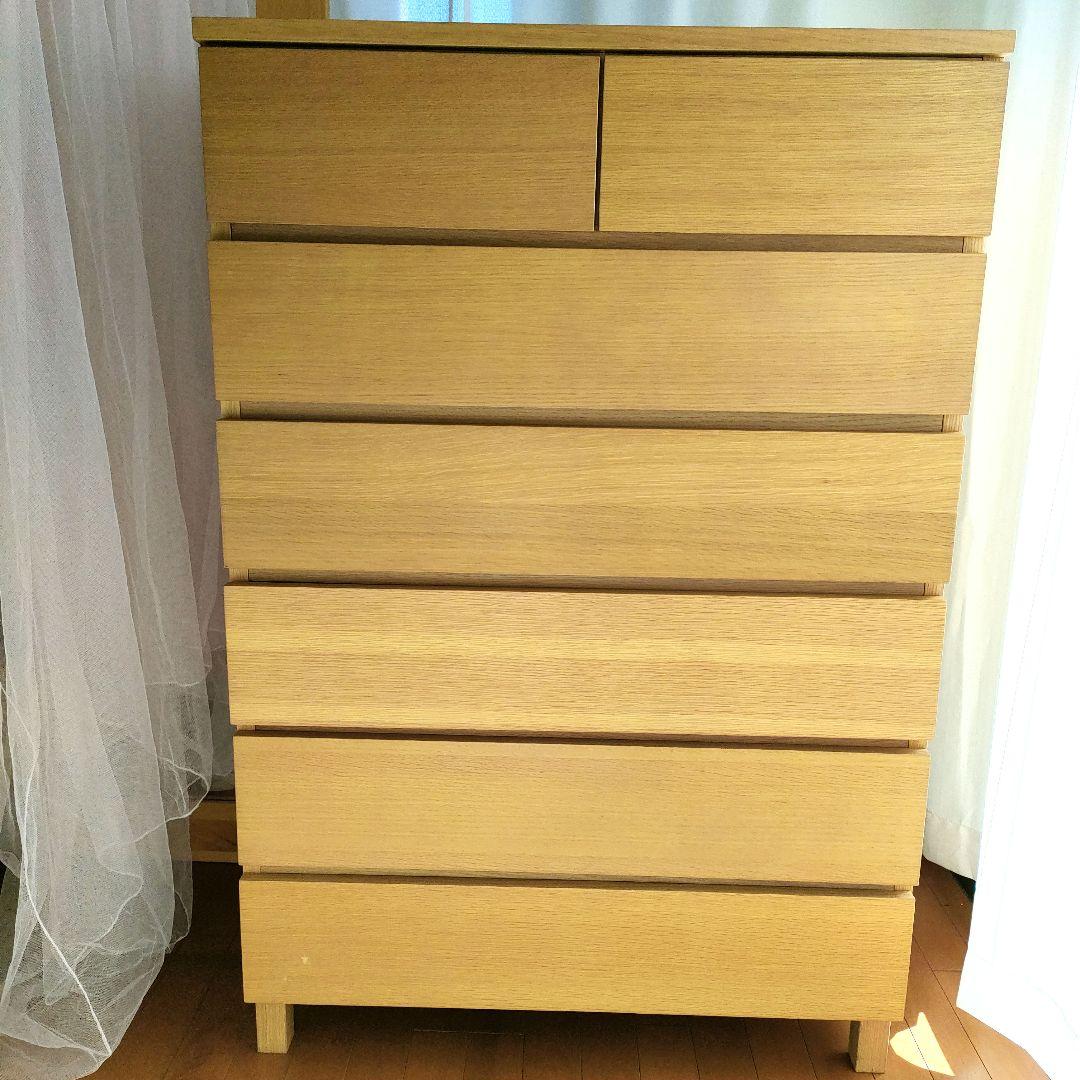 無印良品 オーク材 チェスト6段 ワイド 脚付き【ジャンク】