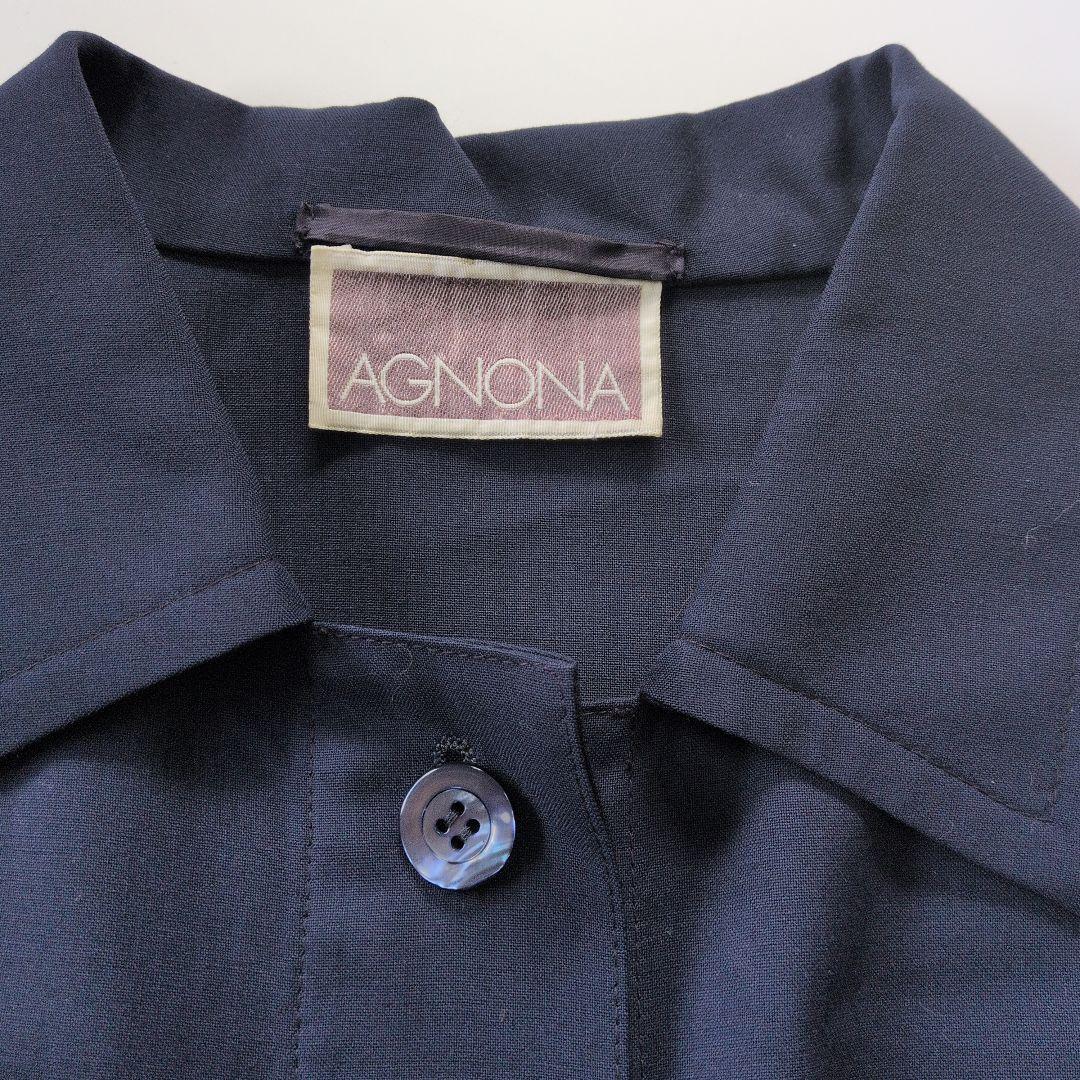 AGNONA アニオナ　長袖シャツ　ウール　スーツ素材　イタリア製　ネイビー