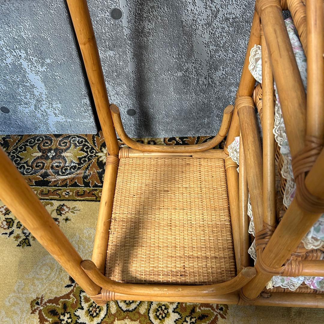 二合꧁籐家具꧂ラタンハンガーラック 衣類 衣服 洋服 収納 昭和レトロ